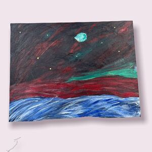 Storm in The Night Custom art Black Red Blue White Yellow Green 11x14